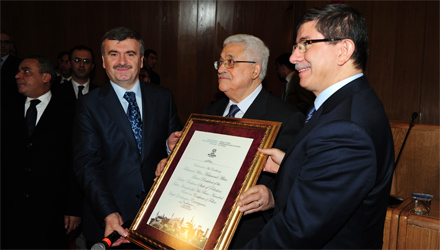 Filistin Devlet Başkanı Abbas'a Fahri Hemşehrilik Beratı Verildi