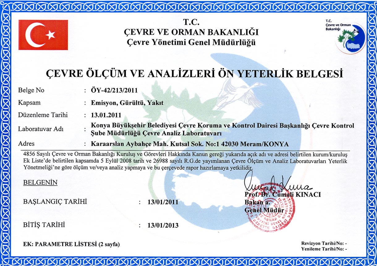 Çevre Analiz Laboratuvarı 'Ön Yeterlilik Belgesi' Aldı