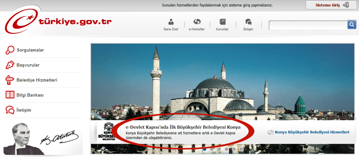 e-Devlet Kapısı'nda İlk Büyükşehir Konya