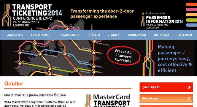 Temassız Kart Projemiz 'Transport Ticketing 2014'te Finalde 