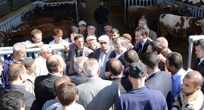Başkan Akyürek Hayvan Park ve Pazar Yeri'nde Esnaflarla Bir Araya Geldi