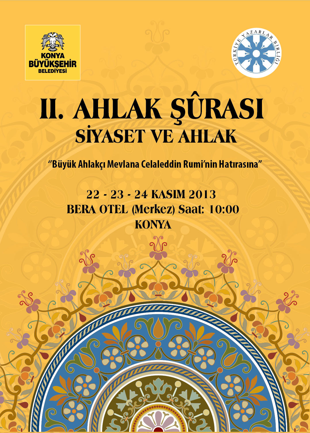 2. Ahlâk Şûrası 22-24 Kasım'da Konya'da Yapılacak