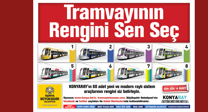 Yeni Tramvayların Rengini Konya Halkı Belirliyor