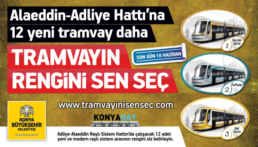 Yeni Tramvayların Rengini de Konya Halkı Belirliyor