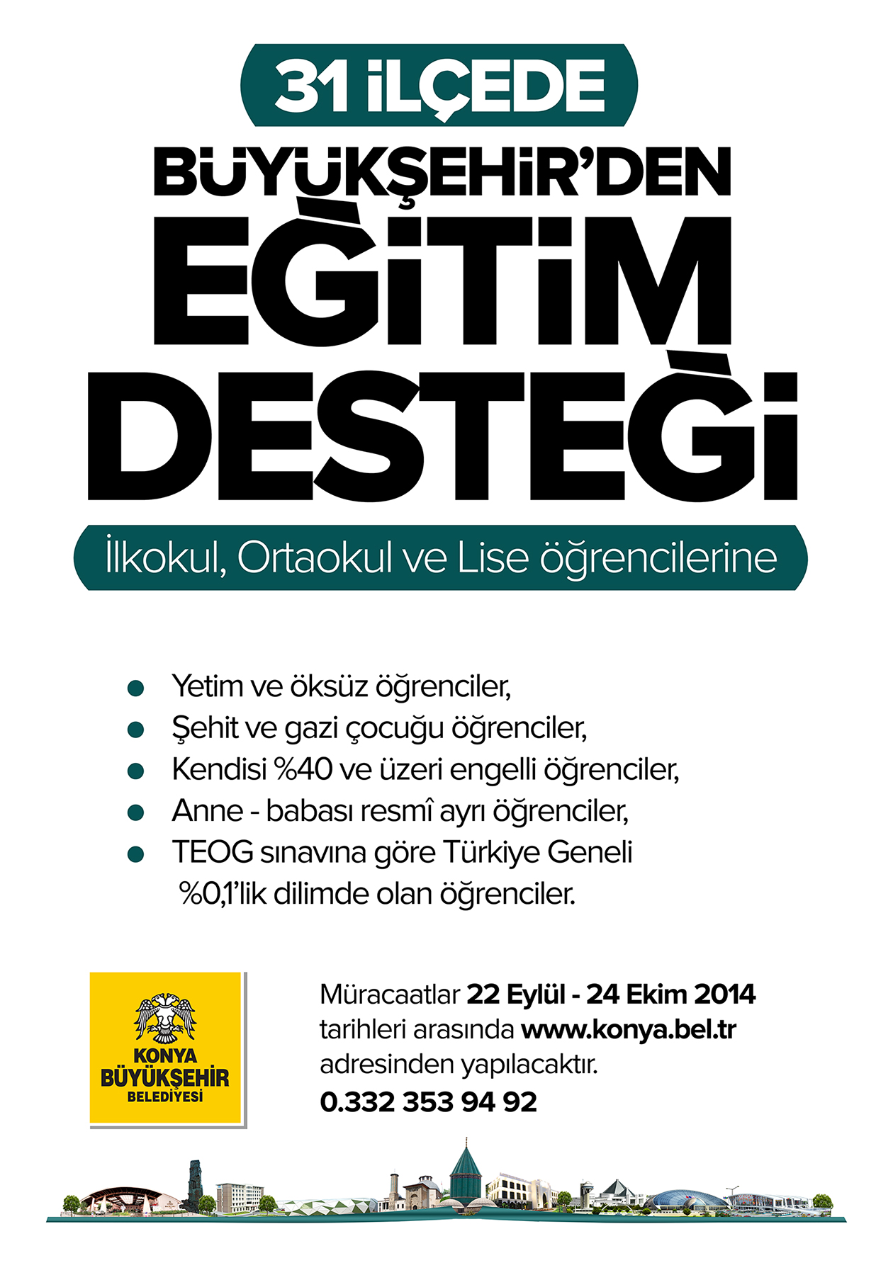 31 İlçede Büyükşehir'den Eğitim Desteği