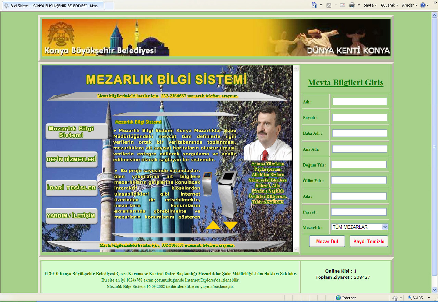 Konya Mezarlık Bilgi Sistemi Tüm İlçelerde