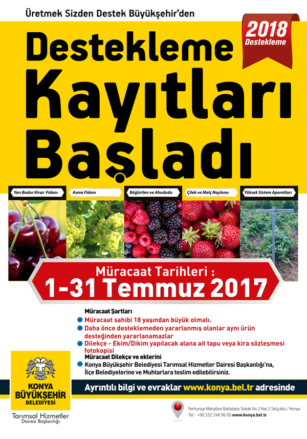 2018 Yılı Tarımsal Destek Başvuruları Başladı
