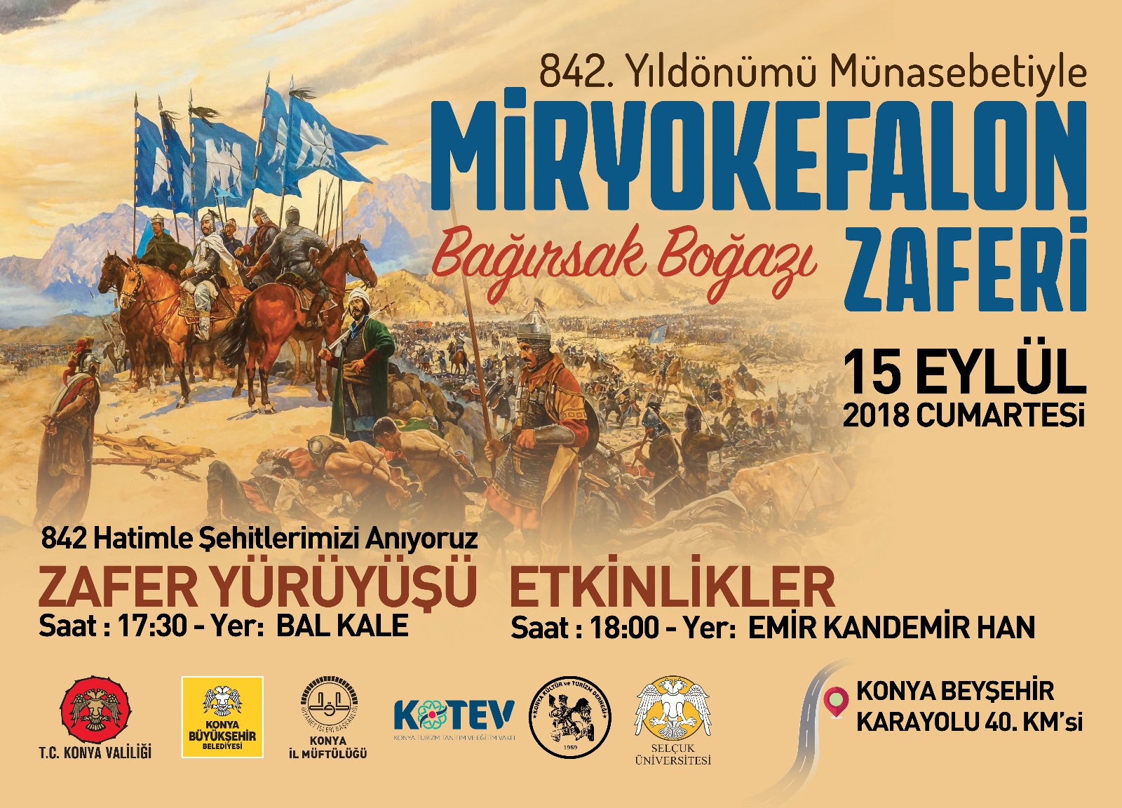 Miryokefalon Zaferi'nin 842. Yıldönümü Konya'da Kutlanacak