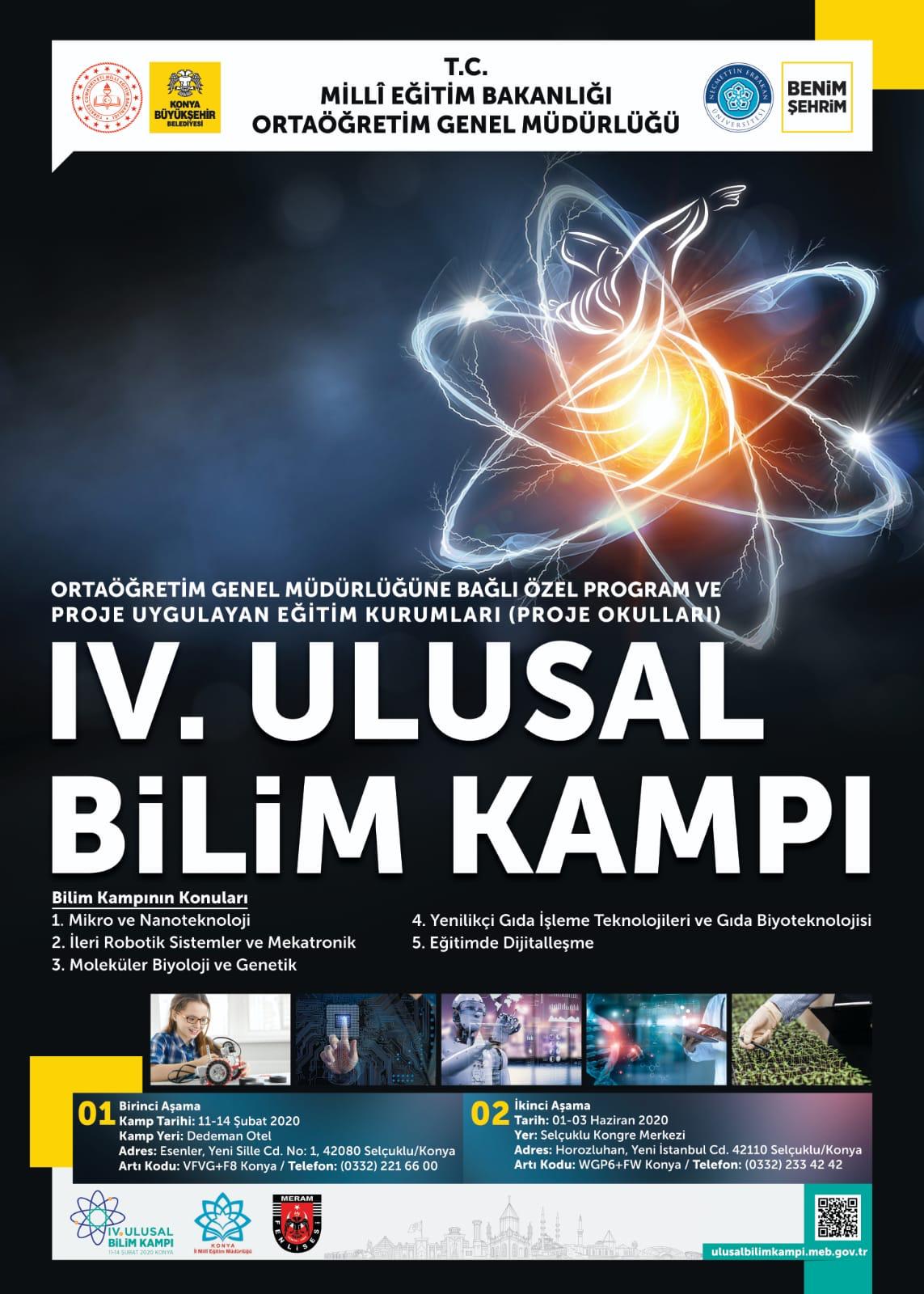 4. Ulusal Bilim Kampı Konya'da Yapılacak