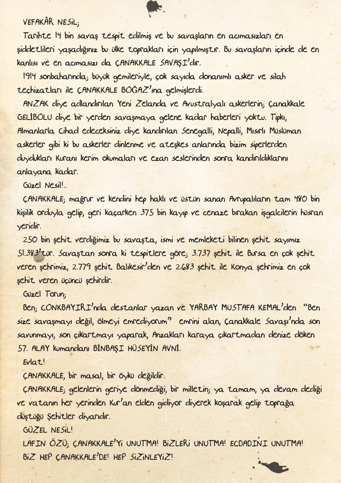 Konyalılara 'Çanakkale'den Mektup Var'