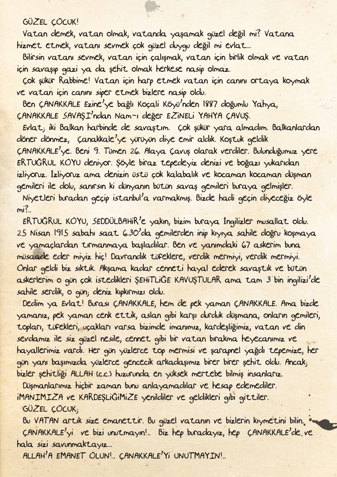 Konyalılara 'Çanakkale'den Mektup Var'