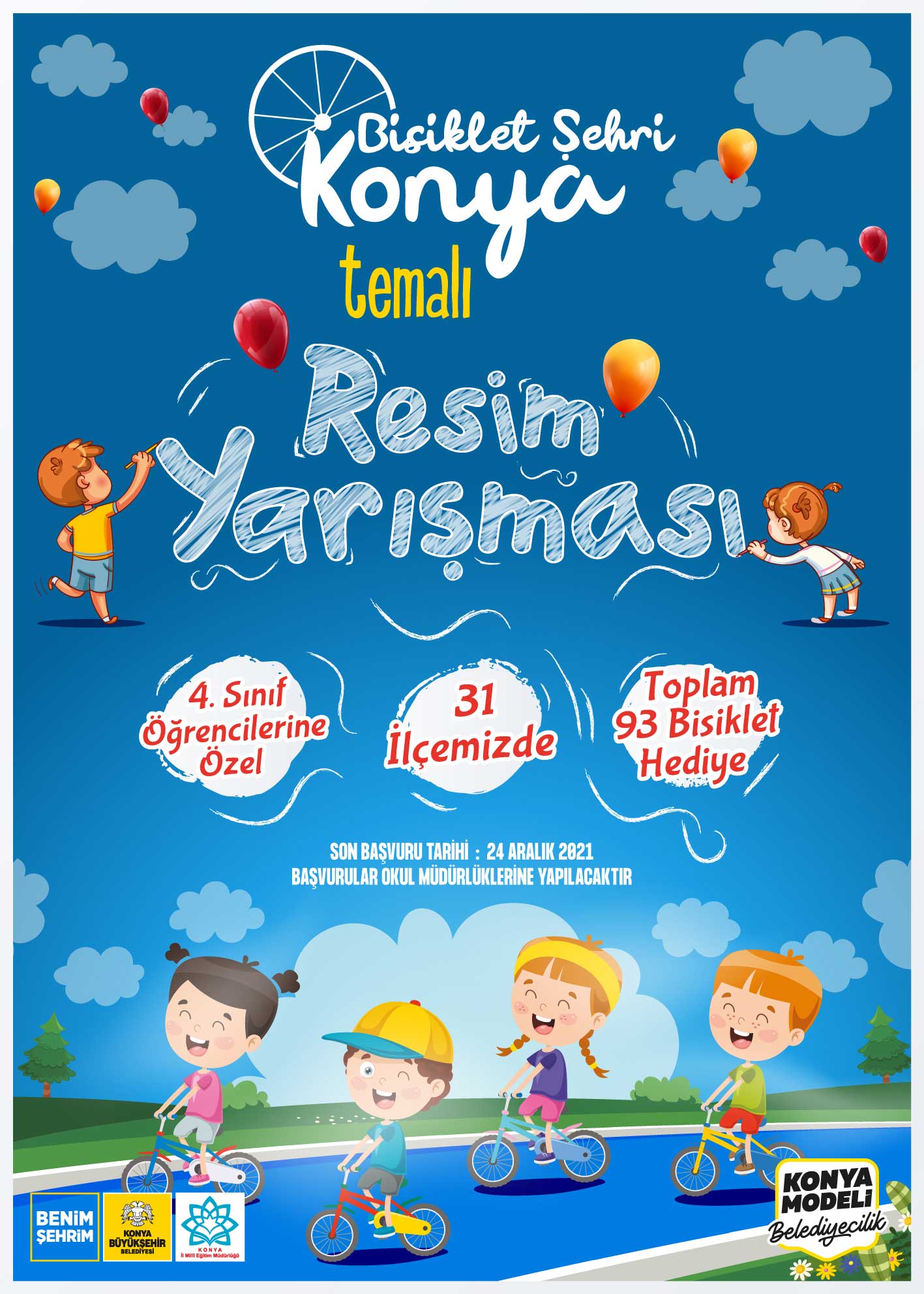 Büyükşehir'den 4. Sınıflar İçin 'Bisiklet Şehri Konya' Resim Yarışması