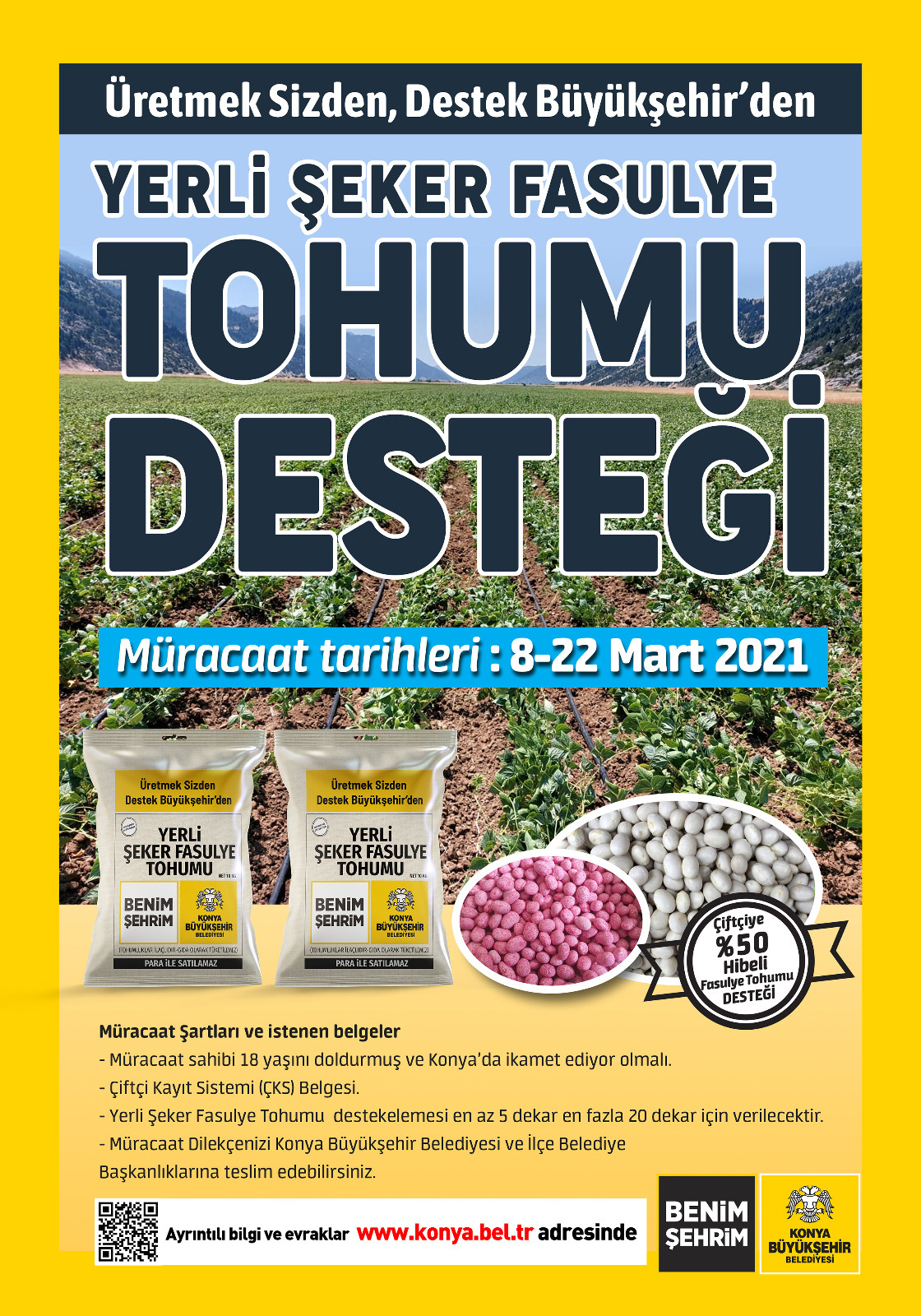 Büyükşehir'den Üreticiye Yerli Şeker Fasulye Tohumu Desteği