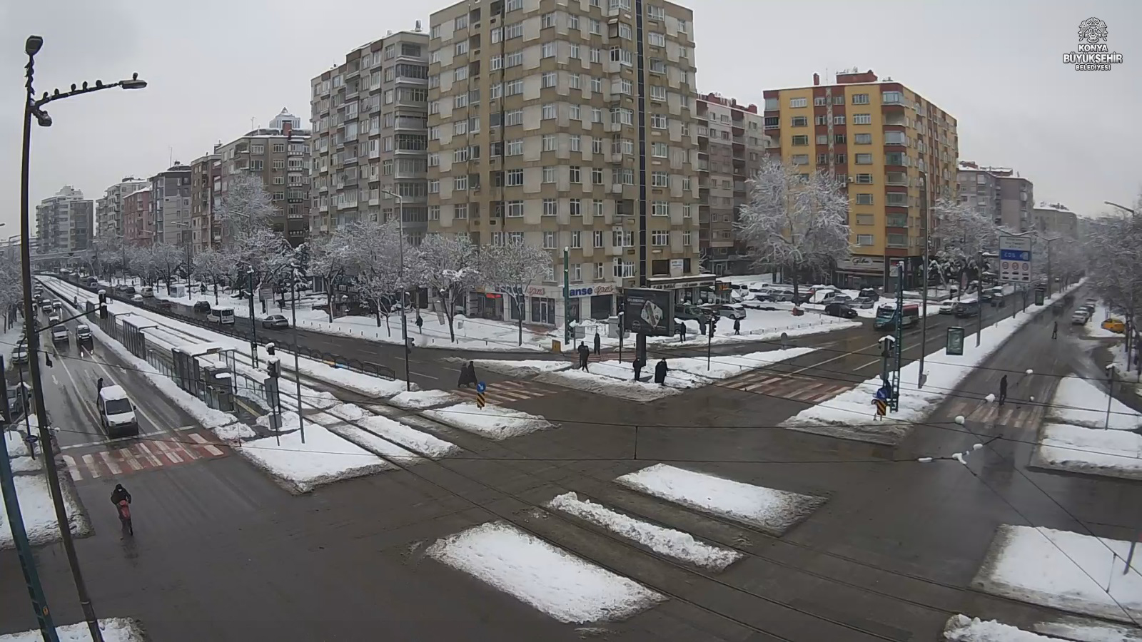 Konya'nın Kar Güzelliği Şehir Kameralarından İzleniyor