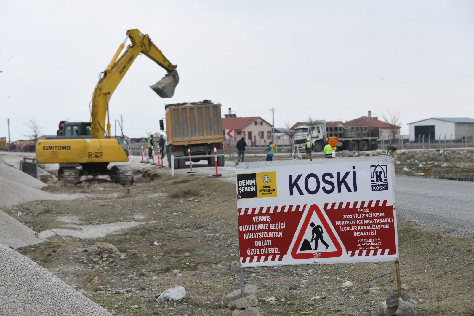 KONYA'DA ALTYAPI YATIRIMLARI HIZ KESMİYOR: ÇUMRA-TAŞAĞIL’A 19,5 KM’LİK KANALİZASYON ŞEBEKESİ