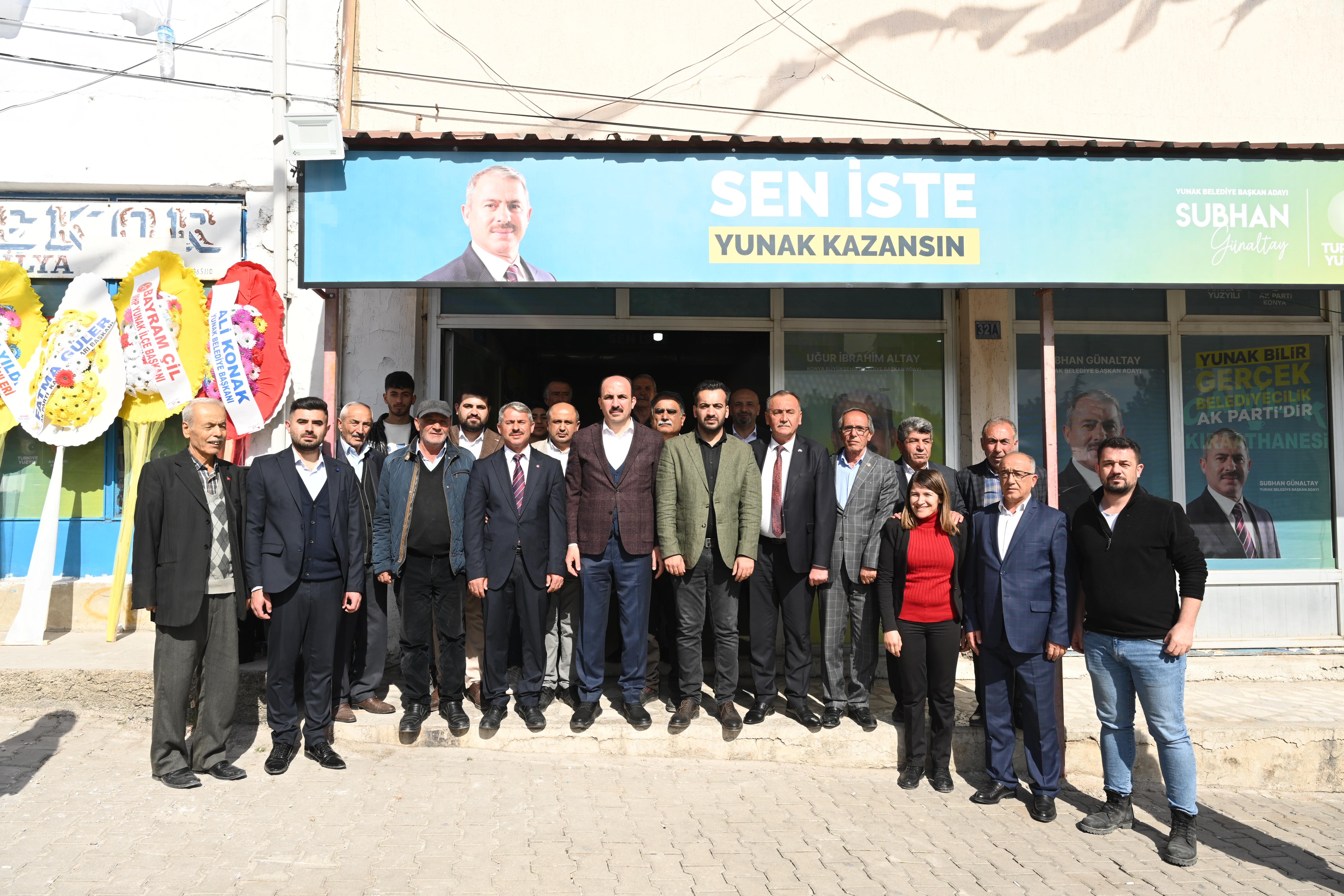 BAŞKAN ALTAY YUNAK VE TUZLUKÇU’DA VATANDAŞLARLA BULUŞTU; YUNAK İTFAİYE MERKEZİ’Nİ AÇTI