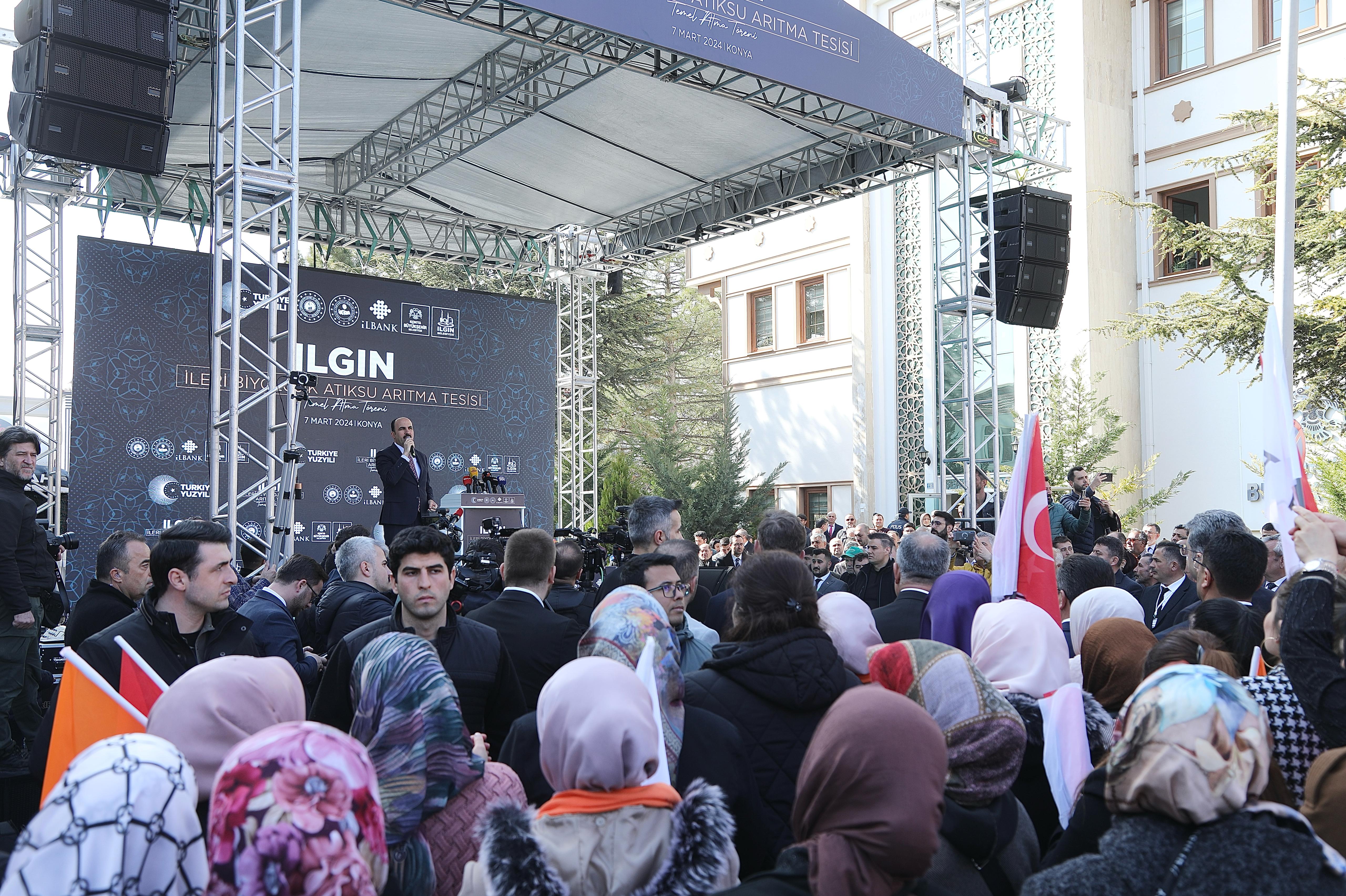 BAKAN YERLİKAYA KONYA BÜYÜKŞEHİR’İN ILGIN’A KAZANDIRACAĞI İLERİ BİYOLOJİK ATIK SU ARITMA TESİSİNİN TEMELİNİ ATTI