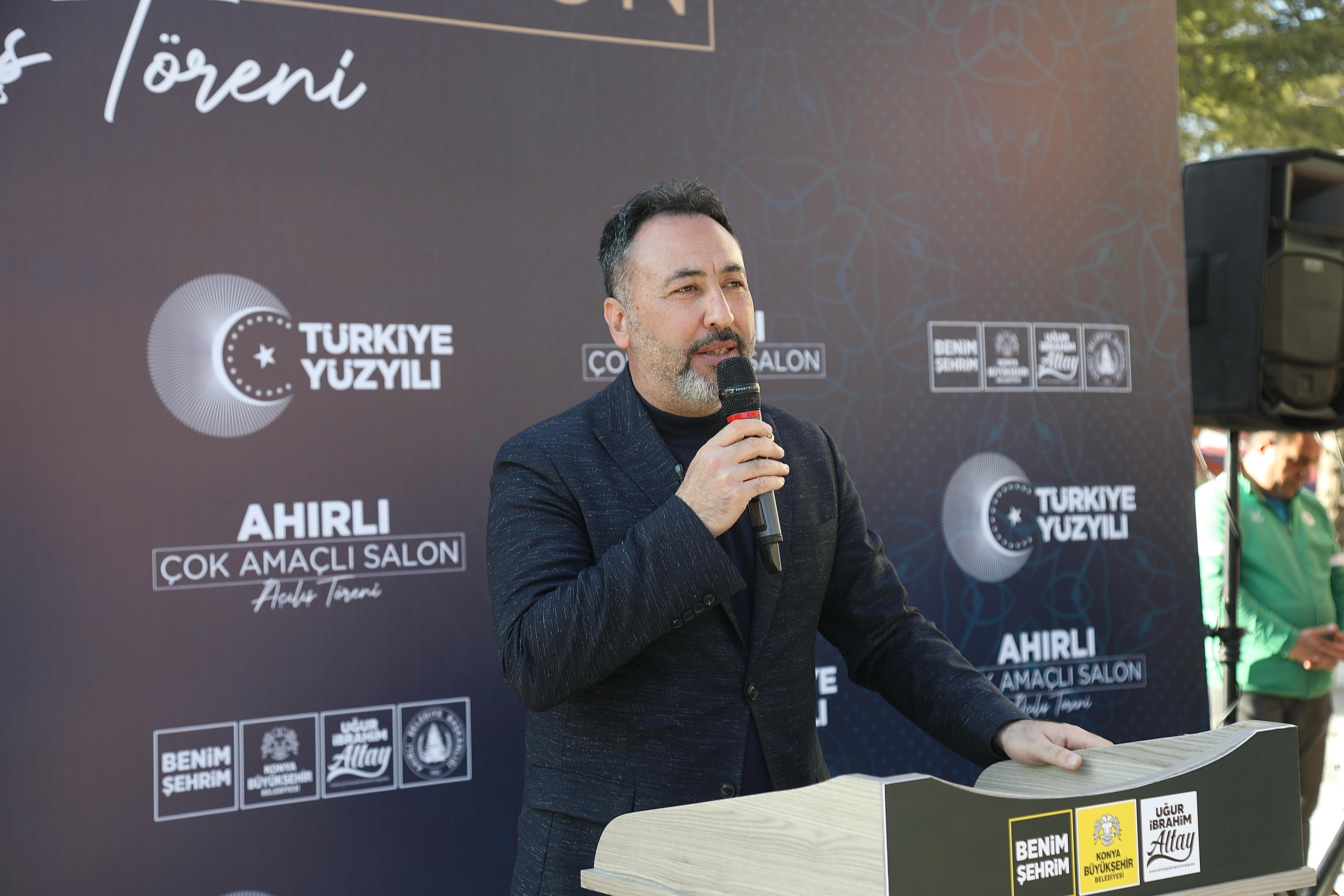 BAŞKAN ALTAY AHIRLI VE YALIHÜYÜK İLÇELERİNİ ZİYARET ETTİ, AHIRLI ÇOK AMAÇLI SALONUN AÇILIŞINI YAPTI
