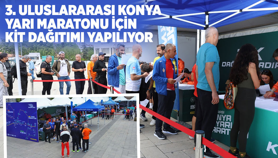 3. ULUSLARARASI KONYA YARI MARATONU İÇİN KİT DAĞITIMI YAPILIYOR