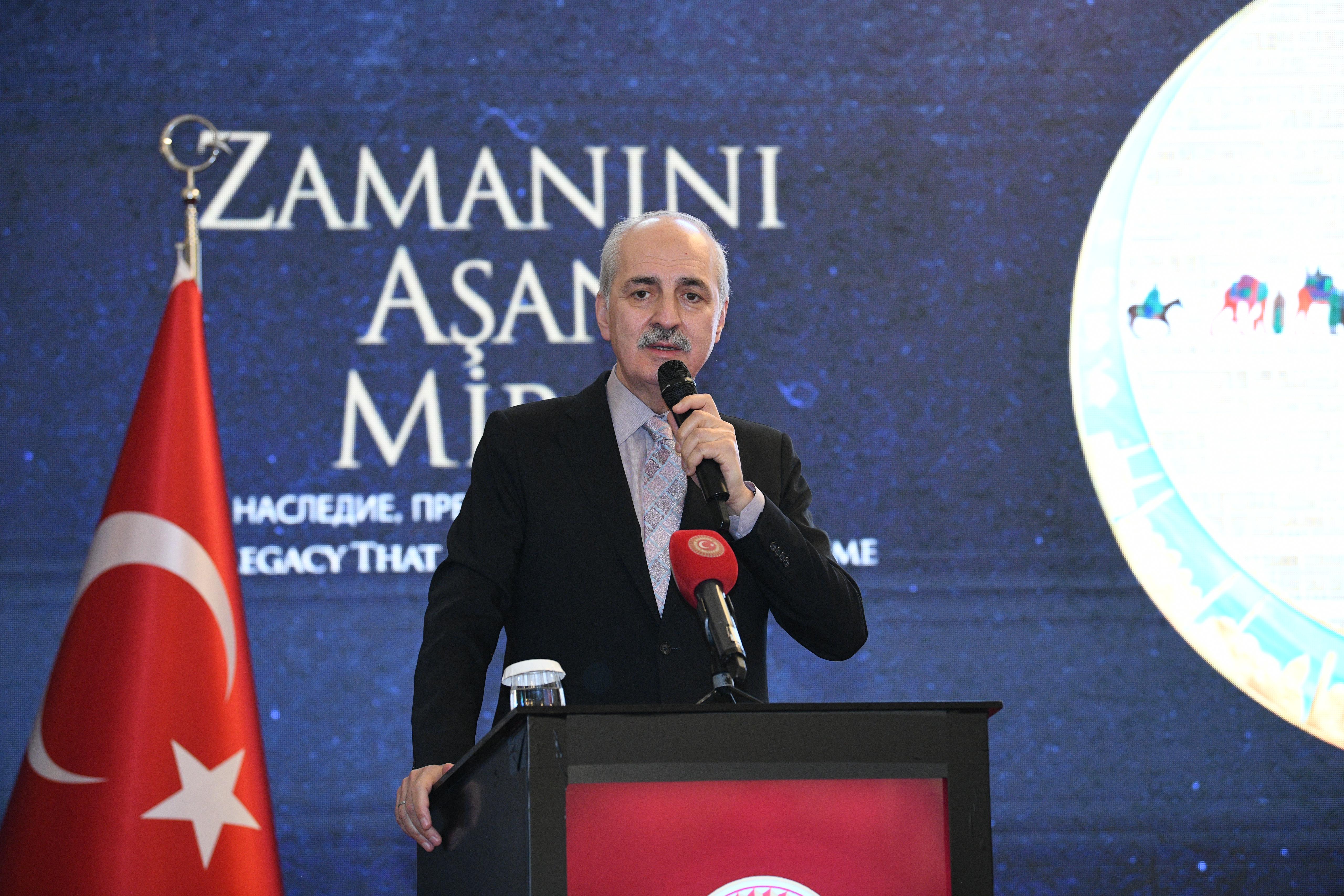 TBMM BAŞKANI KURTULMUŞ “ZAMANINI AŞAN MİRAS; İPEK YOLU SERGİ VE SEMPOZYUMU”NUN AÇILIŞINA KATILDI