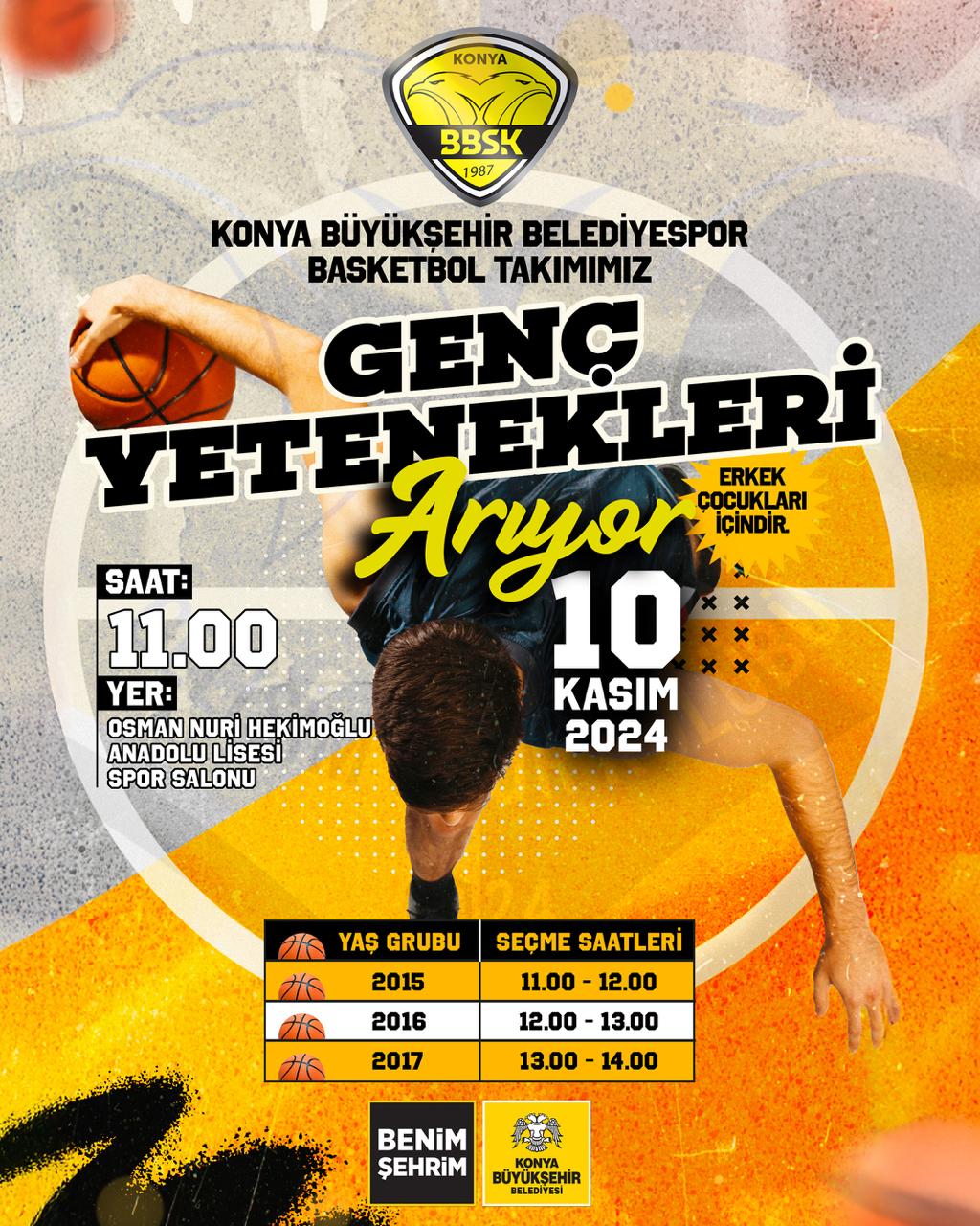 BÜYÜKŞEHİR BELEDİYESPOR BASKETBOL TAKIMI GENÇ YETENEKLERİ ARIYOR