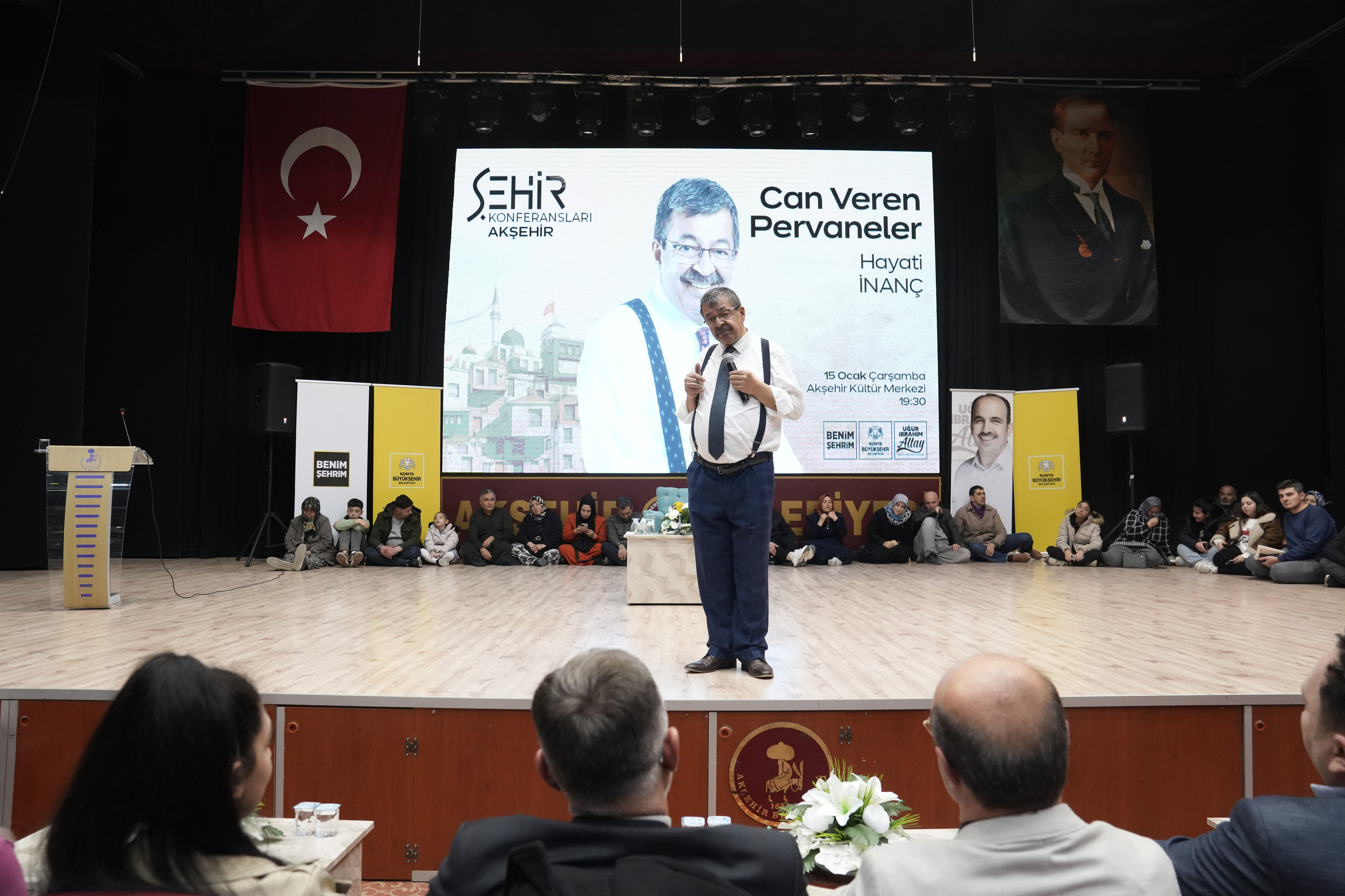 ŞEHİR KONFERANSLARINDA HAYATİ İNANÇ VE DURSUN ALİ ERZİNCANLI KONYALILARLA BULUŞTU