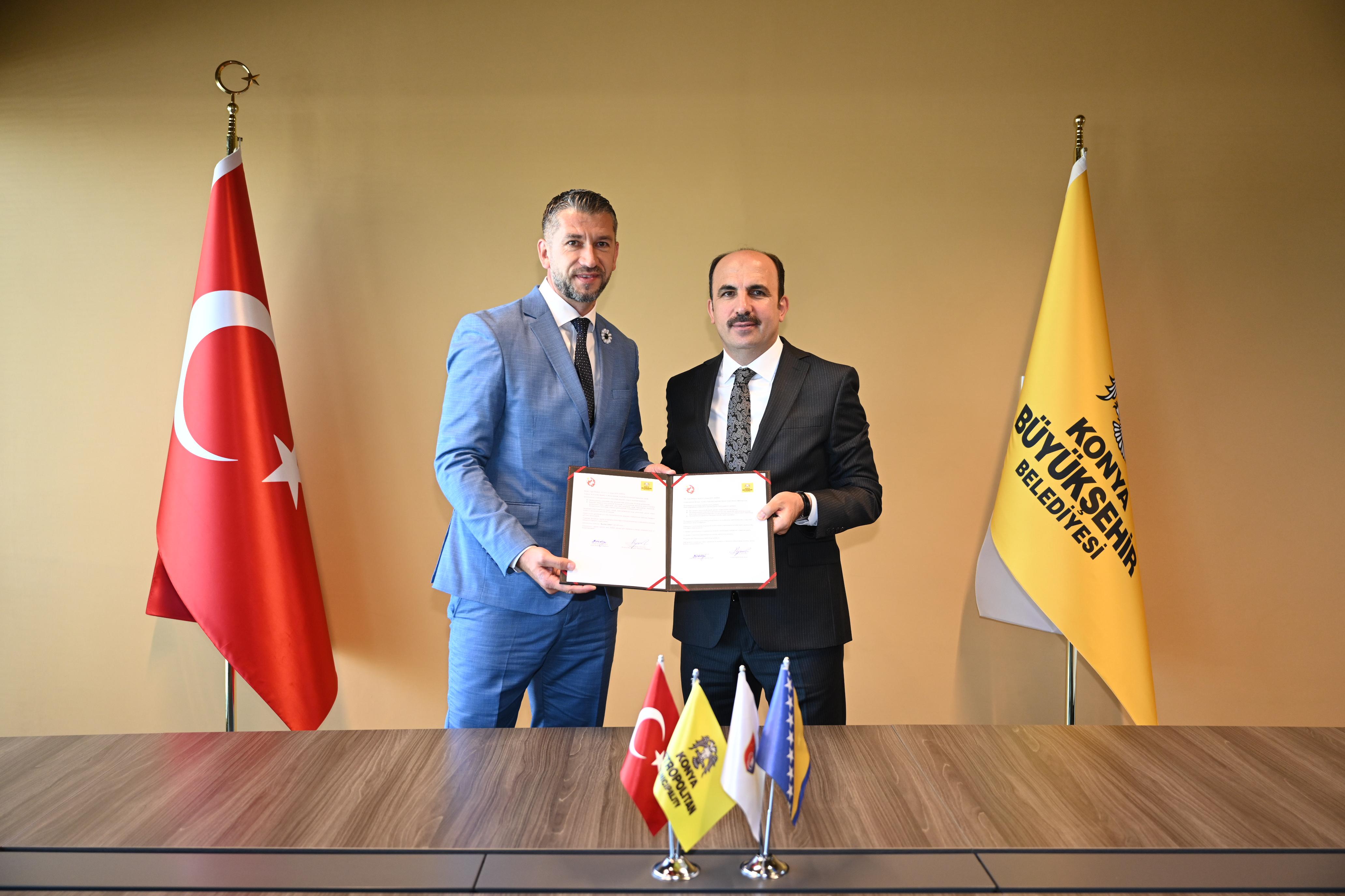 KONYA BÜYÜKŞEHİR İLE BOSNA HERSEK İLİYAŞ BELEDİYESİ ARASINDA KARDEŞ ŞEHİR PROTOKOLÜ İMZALANDI