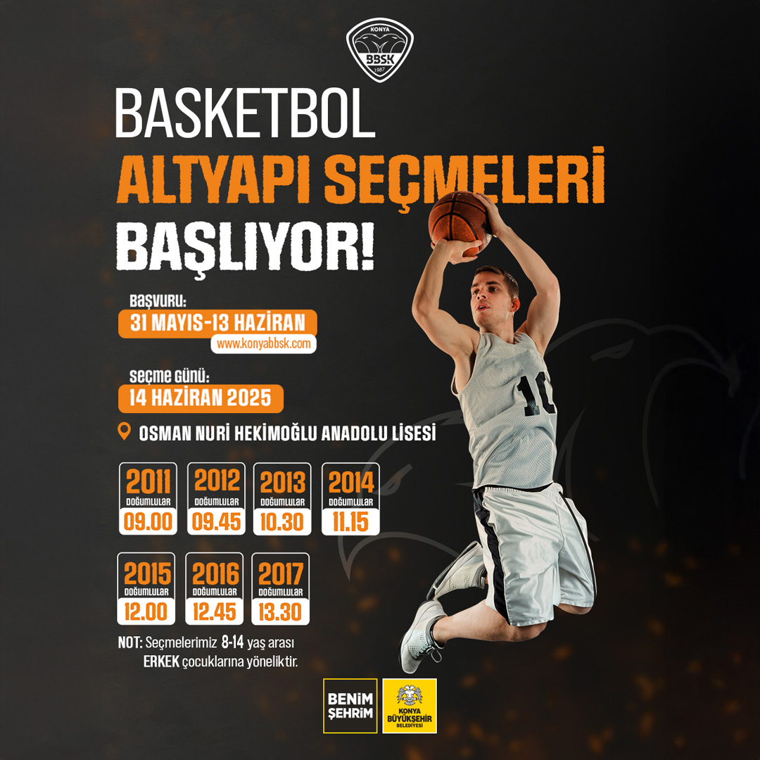 KONYA BÜYÜKŞEHİR BELEDİYESPOR, GELECEĞİN BASKETBOL YILDIZLARINI ARIYOR