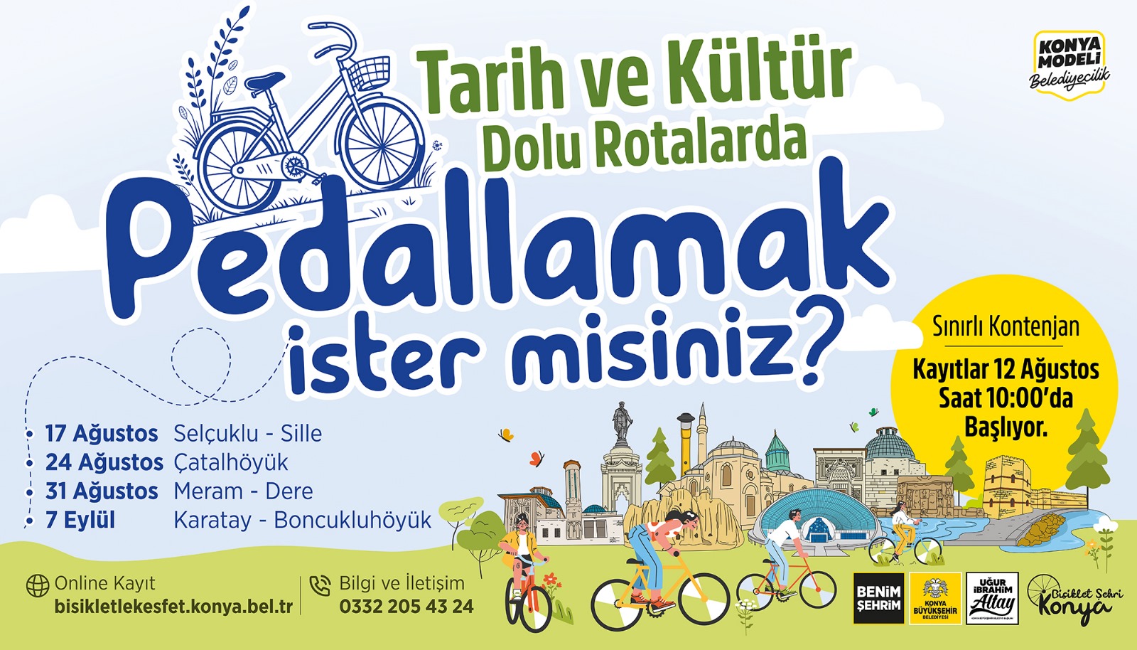 KONYA BÜYÜKŞEHİR TARİH VE KÜLTÜR DOLU ROTALARDA BİSİKLET TURLARI DÜZENLİYOR