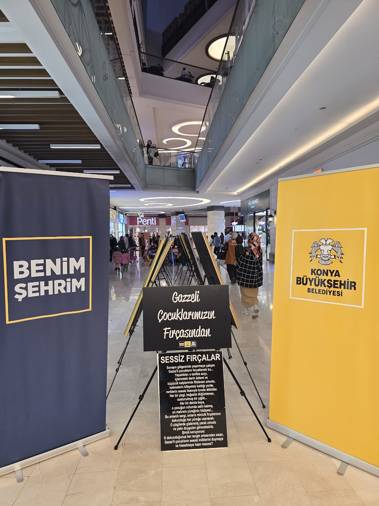 KONYA BÜYÜKŞEHİR, KONYA’DAKİ GAZZELİ ÇOCUKLARIN RESİMLERİNDEN SERGİ AÇTI
