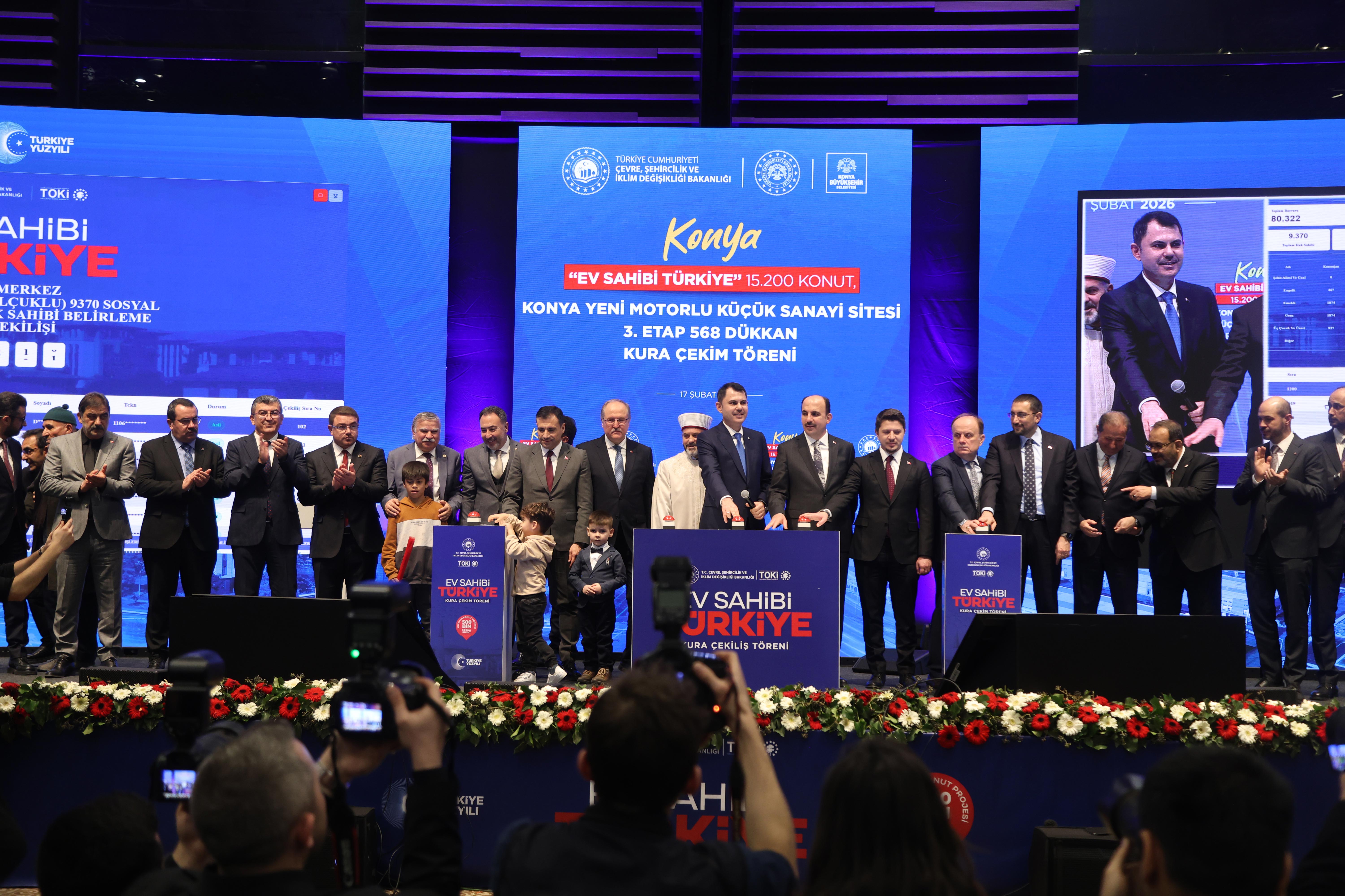 BAKAN KURUM KONYA’DA TOKİ KONUTLARI VE YENİ SANAYİ SİTESİ 3. ETABIN KURA ÇEKİM PROGRAMINA KATILDI