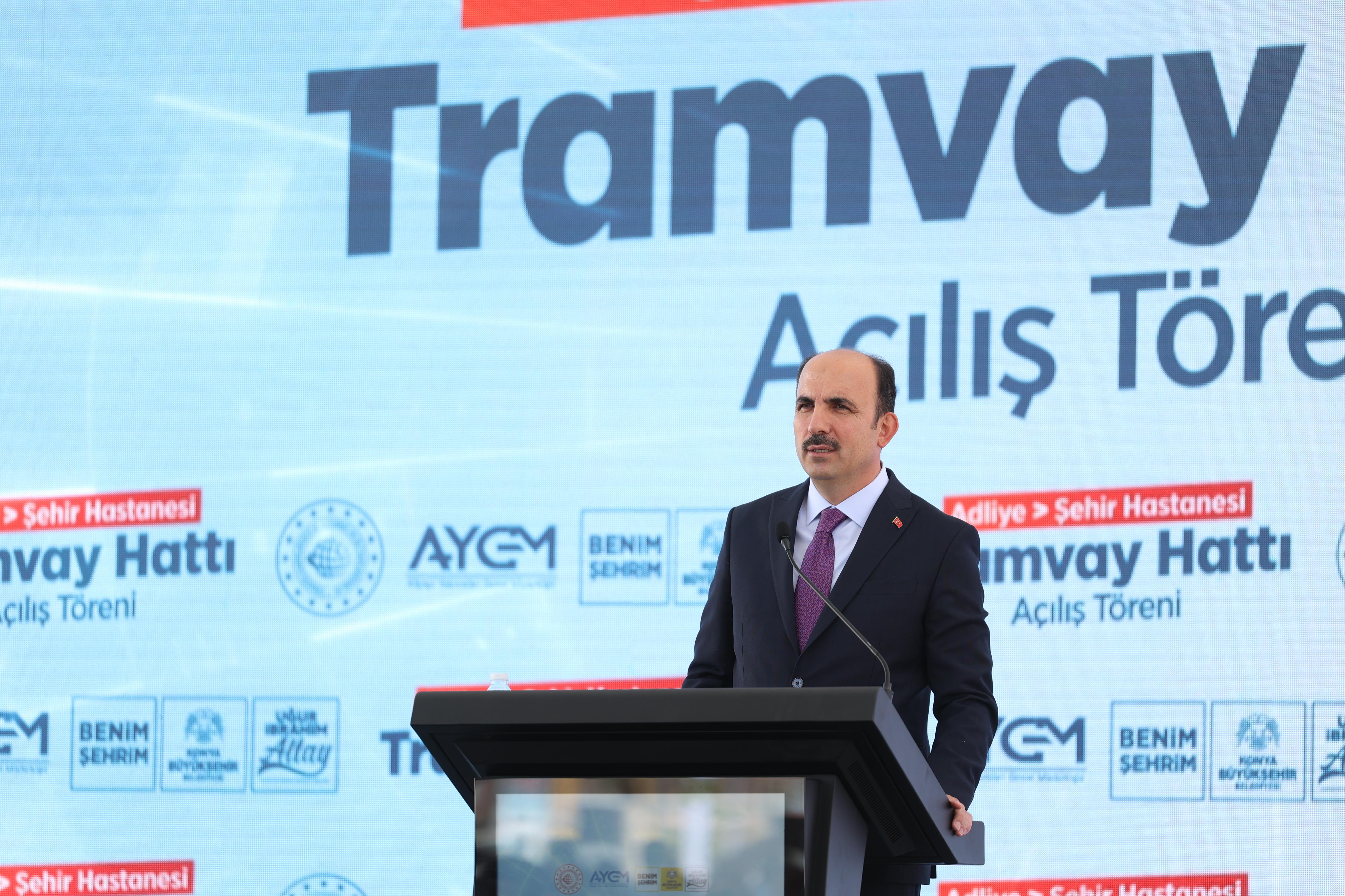KONYA’NIN RAYLI SİSTEM AĞINI GÜÇLENDİRECEK ADLİYE-ŞEHİR HASTANESİ HATTI AÇILDI