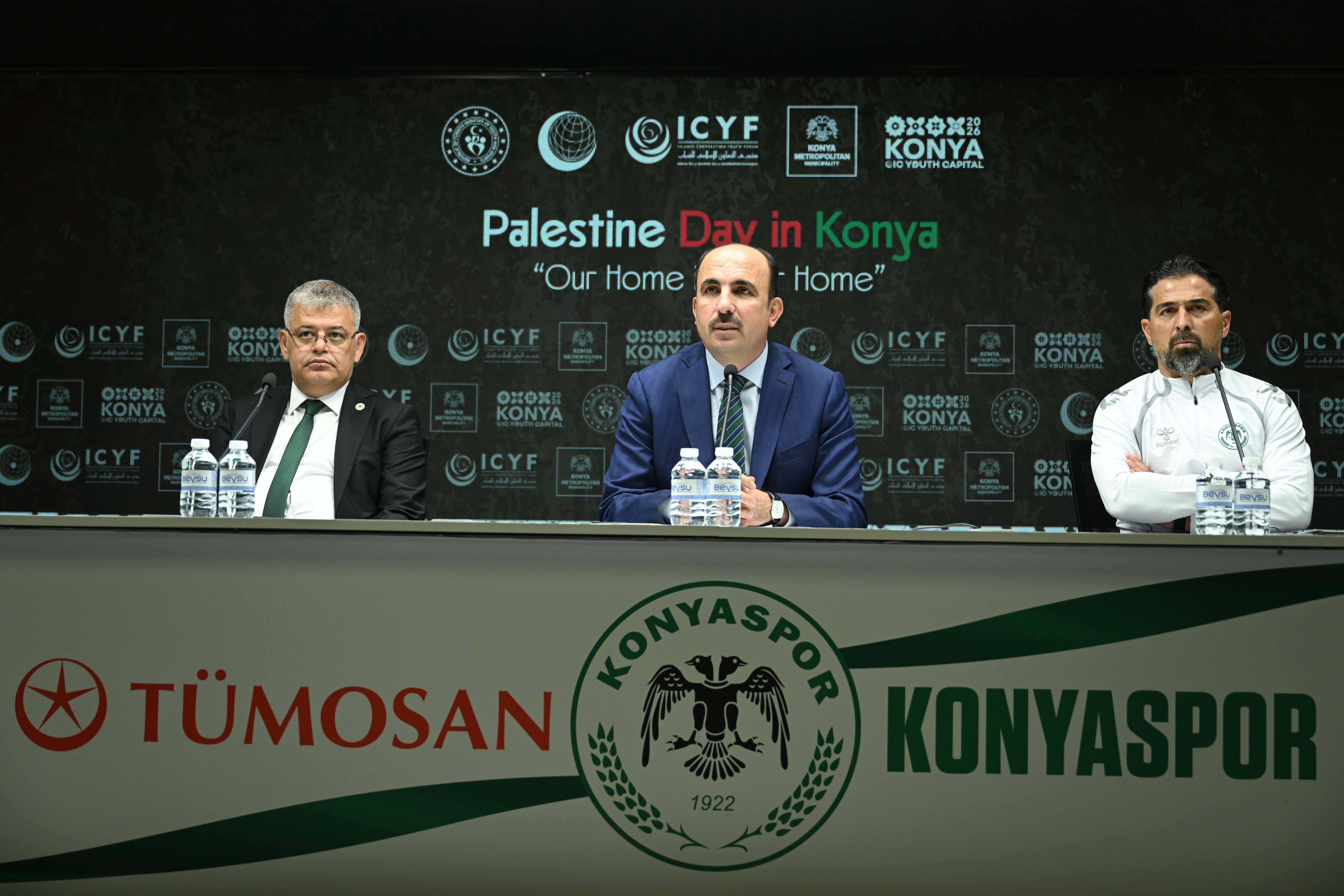 BAŞKAN ALTAY, KONYASPOR BAŞKANI ATİKER VE TEKNİK DİREKTÖR PALUT, TÜM KONYALILARI FİLİSTİN MİLLİ TAKIMI-KONYASPOR MAÇINA DAVET ETTİ