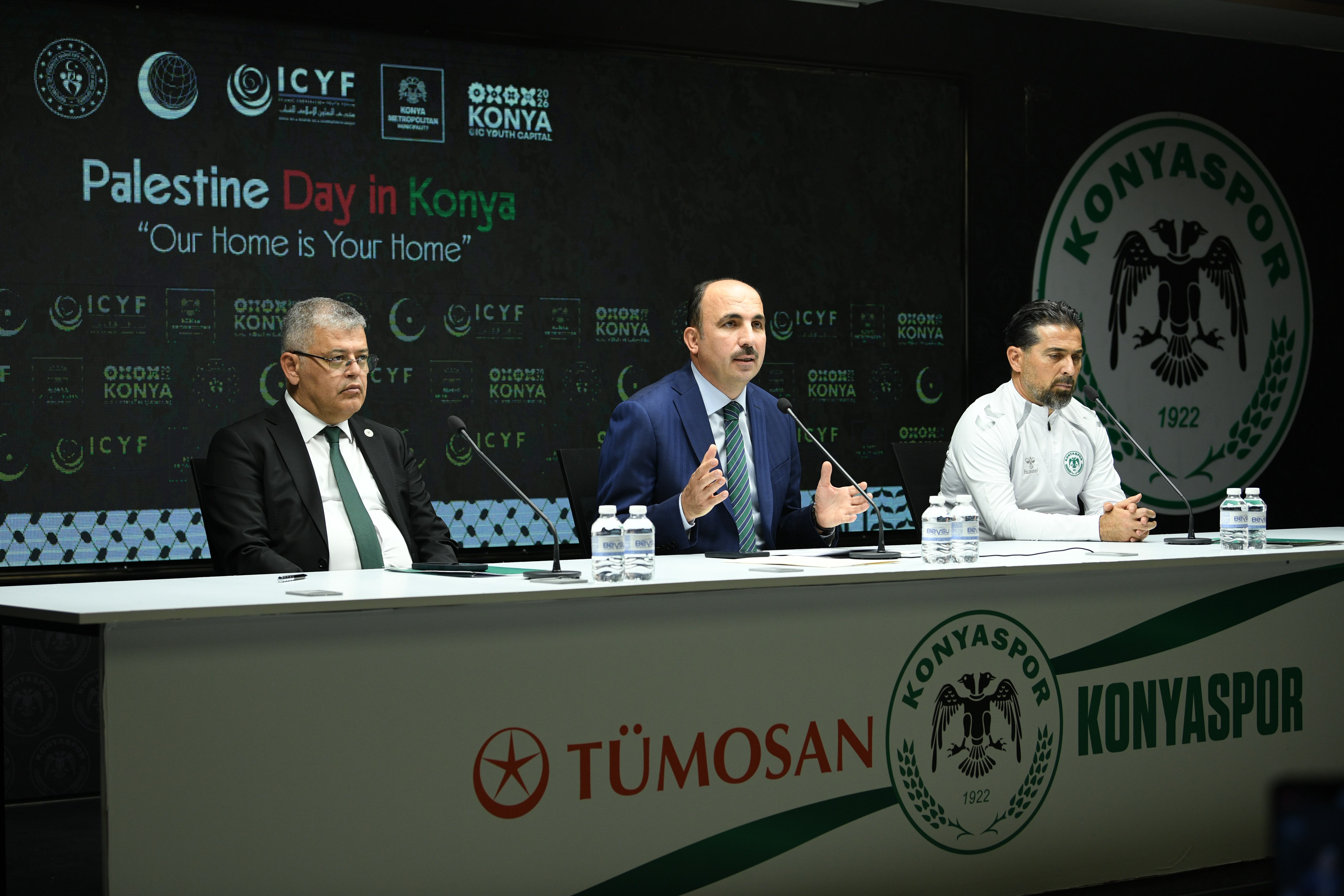 BAŞKAN ALTAY, KONYASPOR BAŞKANI ATİKER VE TEKNİK DİREKTÖR PALUT, TÜM KONYALILARI FİLİSTİN MİLLİ TAKIMI-KONYASPOR MAÇINA DAVET ETTİ