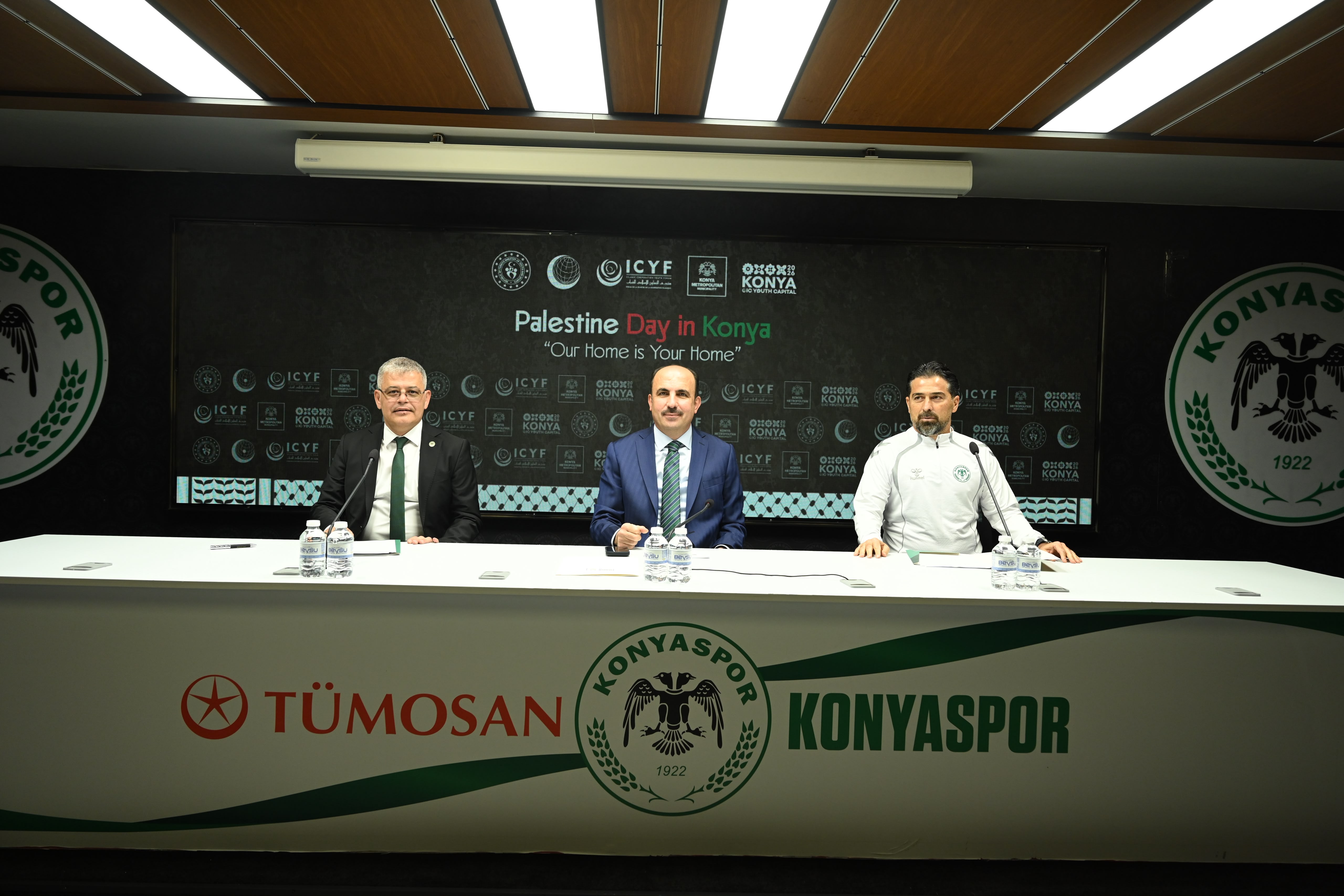 BAŞKAN ALTAY, KONYASPOR BAŞKANI ATİKER VE TEKNİK DİREKTÖR PALUT, TÜM KONYALILARI FİLİSTİN MİLLİ TAKIMI-KONYASPOR MAÇINA DAVET ETTİ