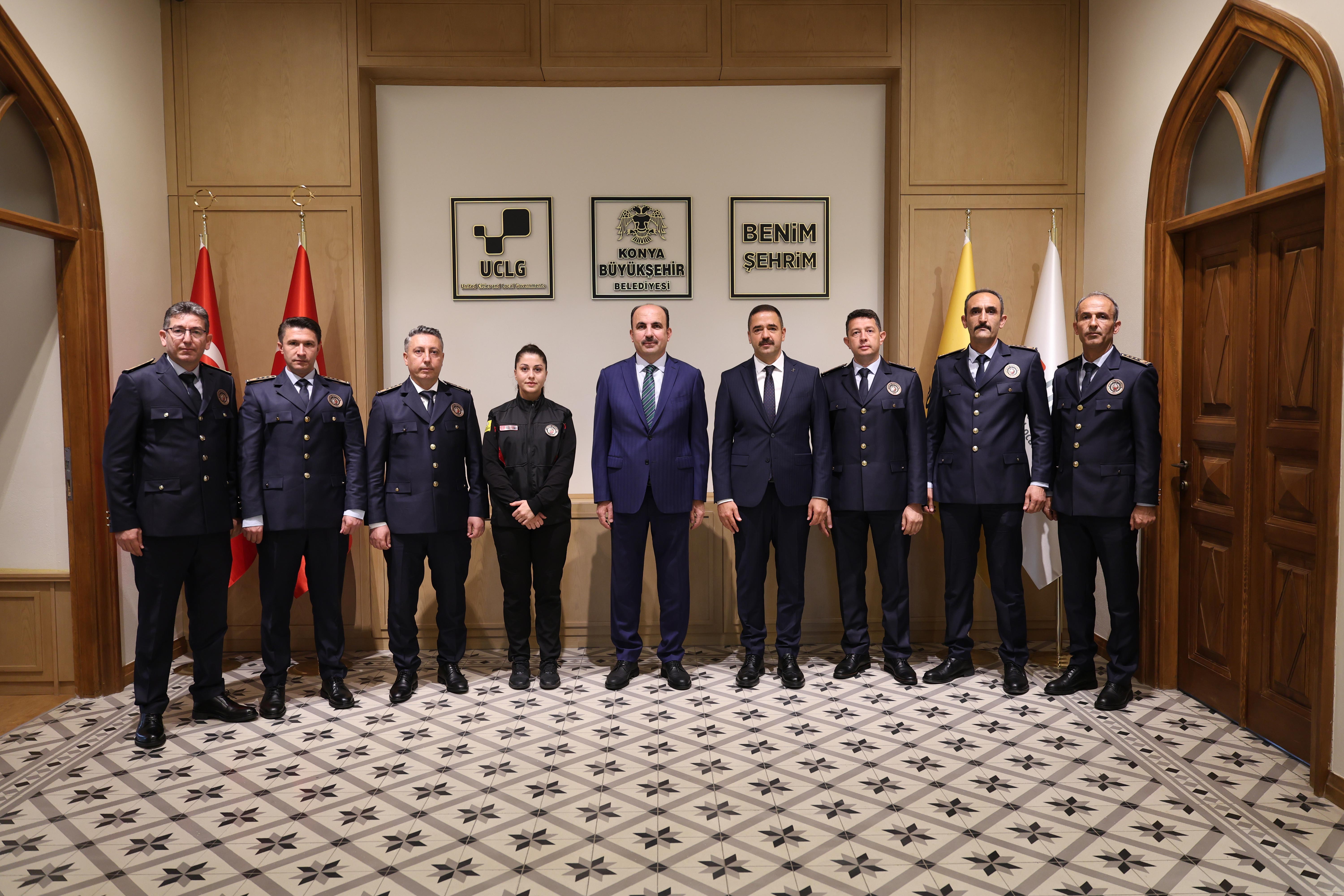 KONYA İTFAİYE TEŞKİLATI HEYETİ İTFAİYE HAFTASI VESİLESİYLE BAŞKAN ALTAY’I ZİYARET ETTİ