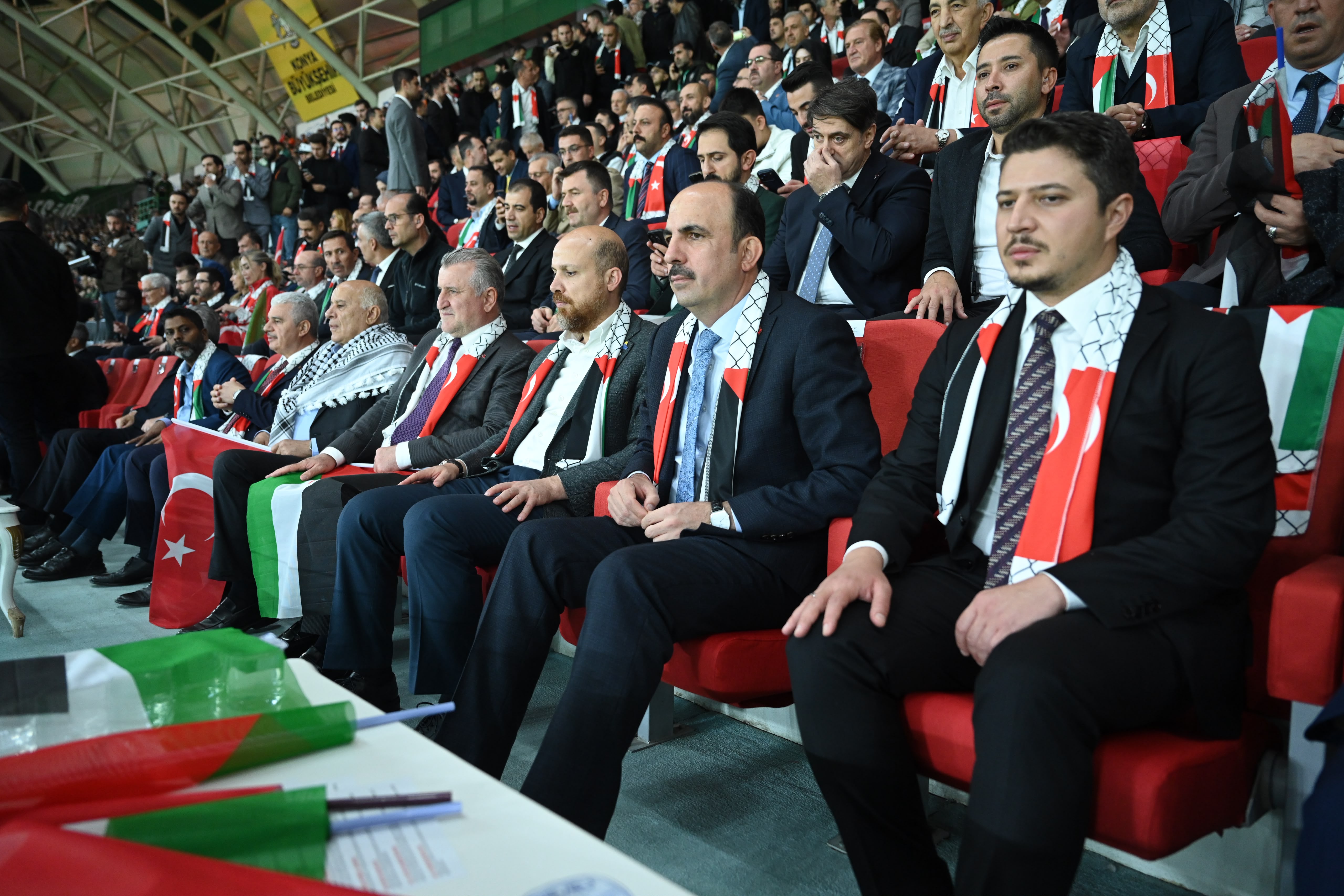 FİLİSTİN MİLLİ TAKIMI İLE KONYASPOR’UN KARŞILAŞTIĞI MAÇTA TÜM DÜNYAYA FİLİSTİN’E DESTEK MESAJI VERİLDİ
