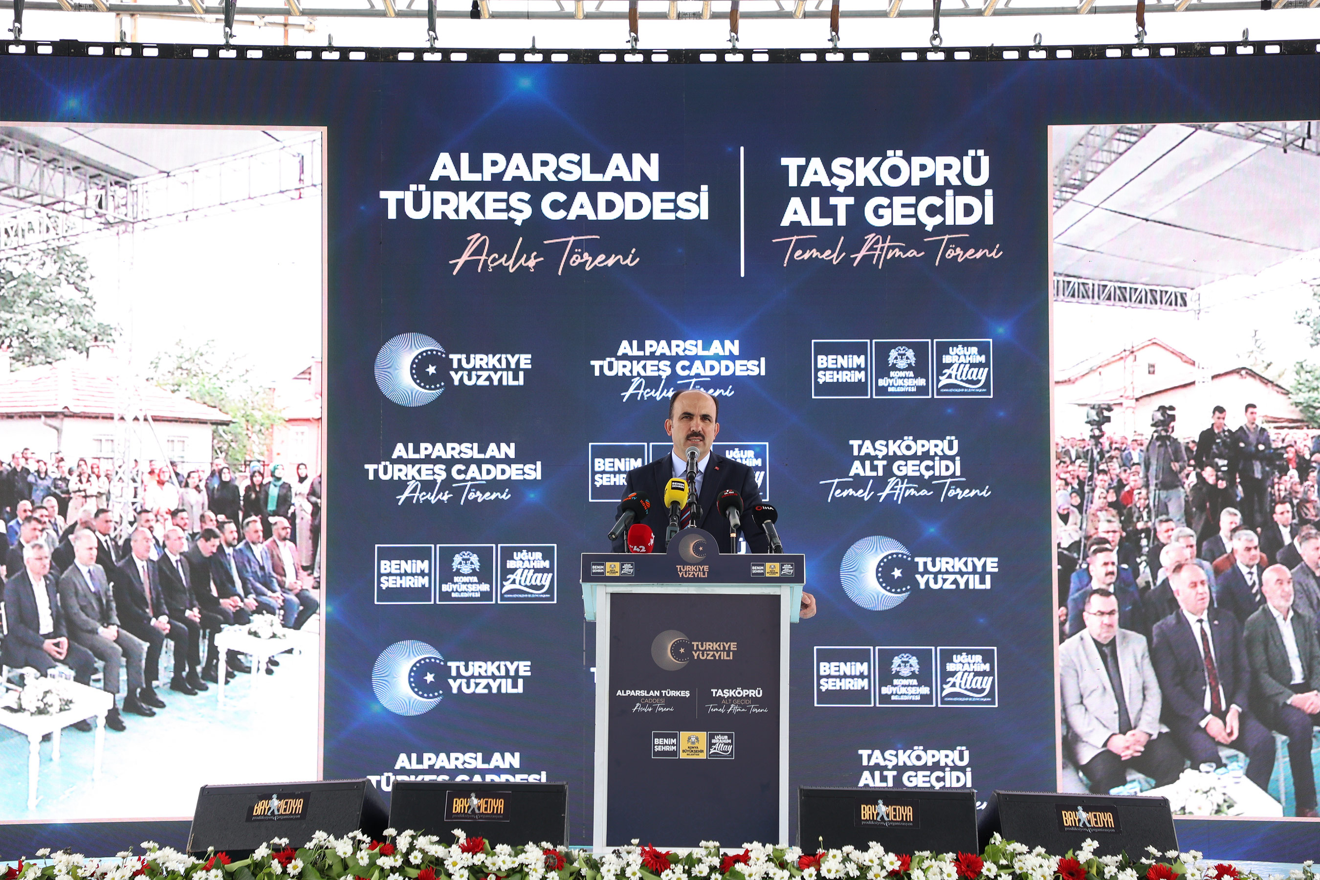 ALPARSLAN TÜRKEŞ CADDESİ AÇILDI; TAŞKÖPRÜ ALT GEÇİDİNİN TEMELİ ATILDI