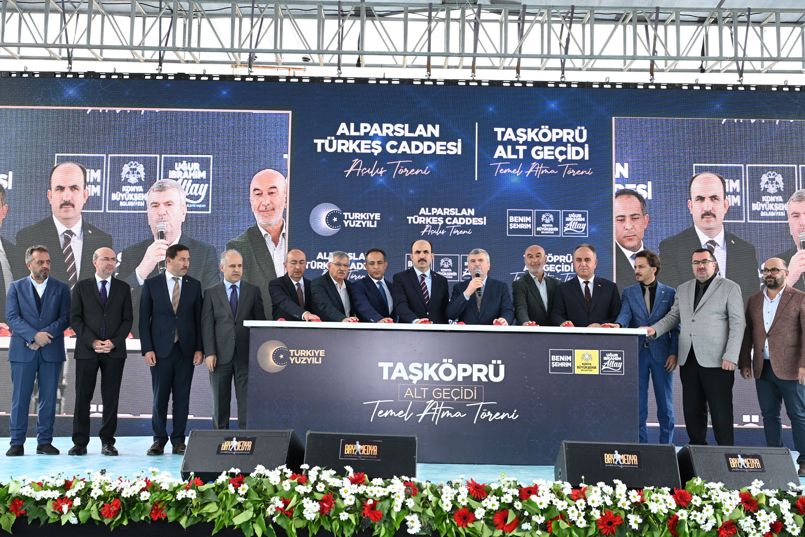 ALPARSLAN TÜRKEŞ CADDESİ AÇILDI; TAŞKÖPRÜ ALT GEÇİDİNİN TEMELİ ATILDI
