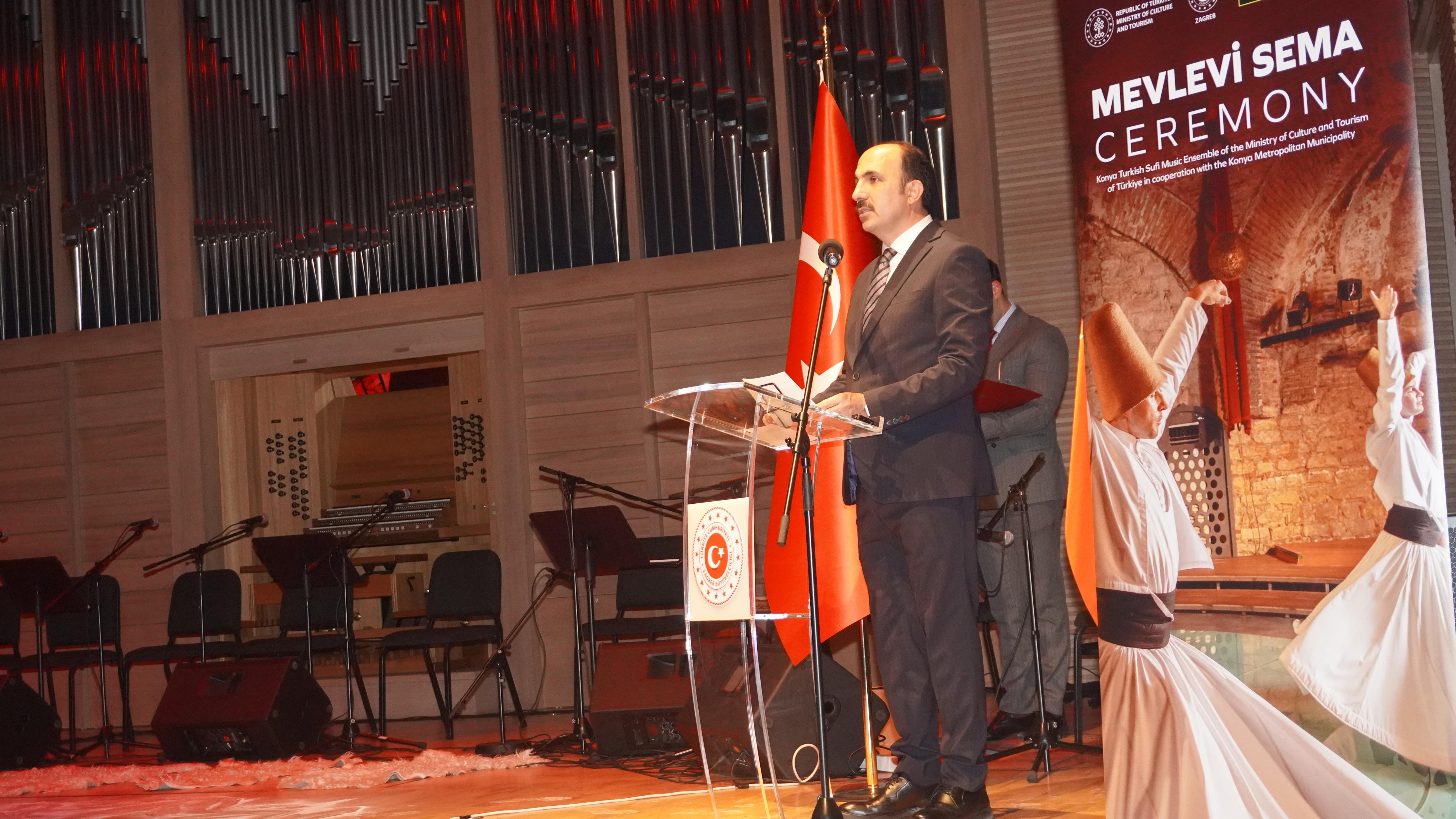 KONYA BÜYÜKŞEHİR MEVLANA YILI’NDA İLK YURT DIŞI SEMA PROGRAMINI ZAGREB BÜYÜKELÇİLİĞİ’NİN EV SAHİPLİĞİNDE HIRVATİSTAN’DA YAPTI