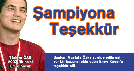 ÖSS Birincisine Teşekkür