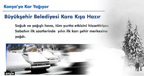 Konya'ya Yağmur'dan Sonra Yılın ilk Karı Düştü.
