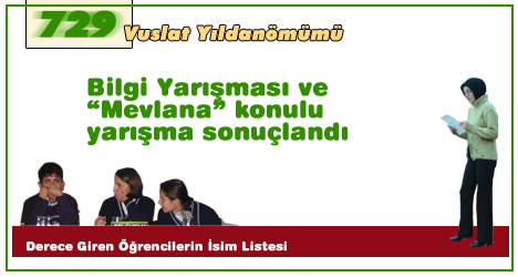 Mevlana Konulu Yarışma Sonuçlandı