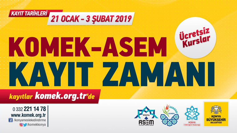 KOMEK ve ASEM'de Yeni Dönem Kayıtları Başlıyor