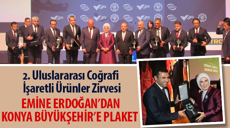 Emine Erdoğan'dan Konya Büyükşehir'e Plaket