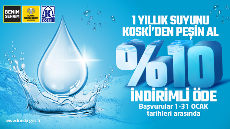 KOSKİ'den Peşin Suda Yüzde 10 İndirim
