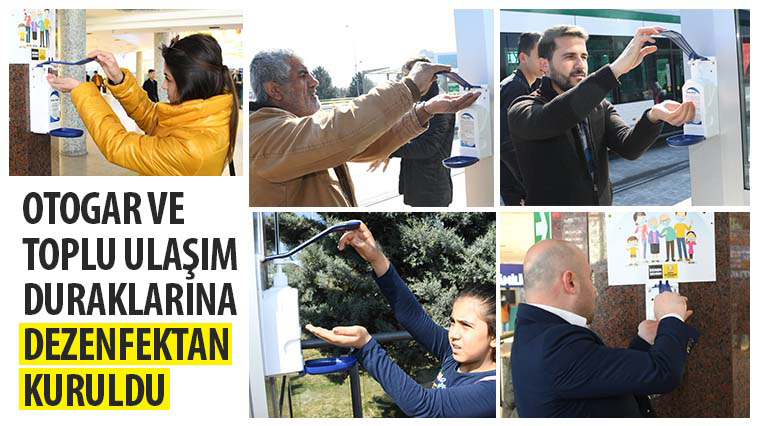 Otogar ve Toplu Ulaşım Duraklarına Dezenfektan Kuruldu