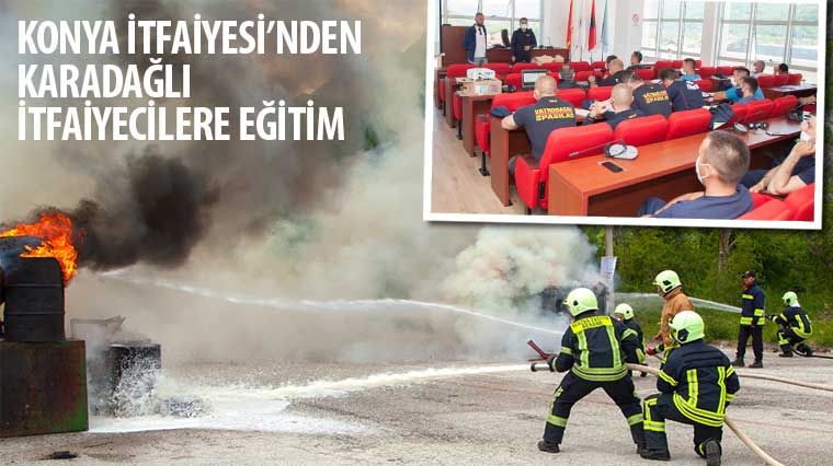 Konya İtfaiyesi'nden Karadağlı İtfaiyecilere Eğitim