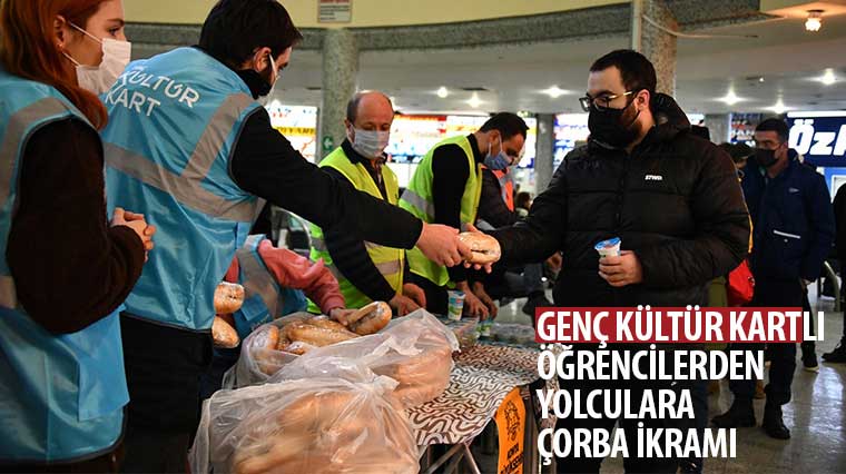 Genç Kültür Kart'lı Öğrencilerden Yolculara Çorba İkramı